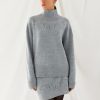 Women 25 UNION | High Neck Sweater With Perforations Ottawa Gray