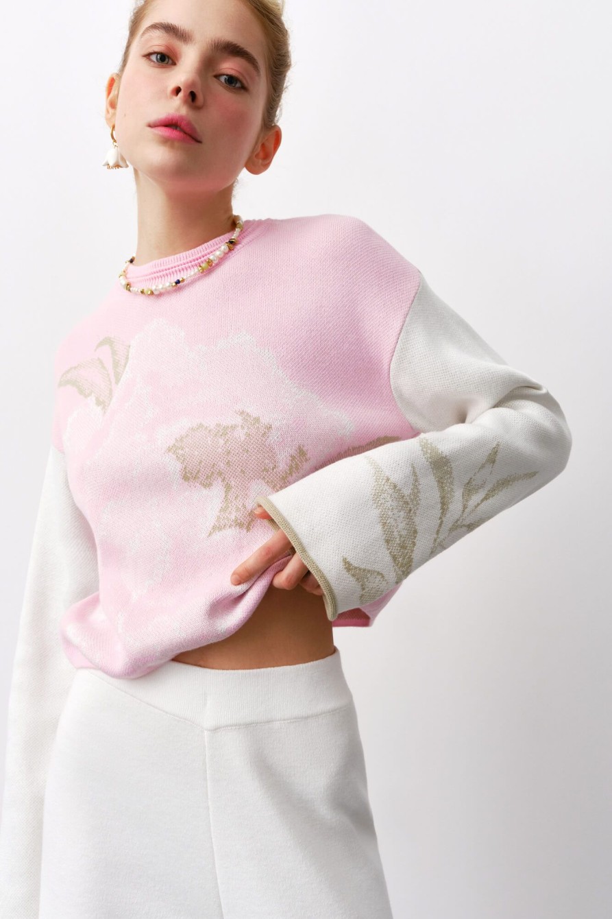 Women 25 UNION | Jumper With An Active Print Flower Pink