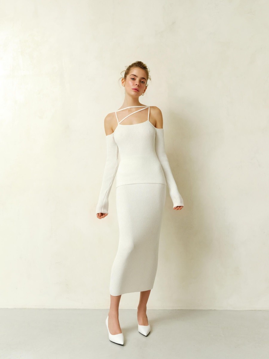 Women 25 UNION | Midi Skirt In Elastic Tempo Milk