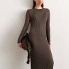 Women 25 UNION | Long Dress With Ribbed Cappuccino