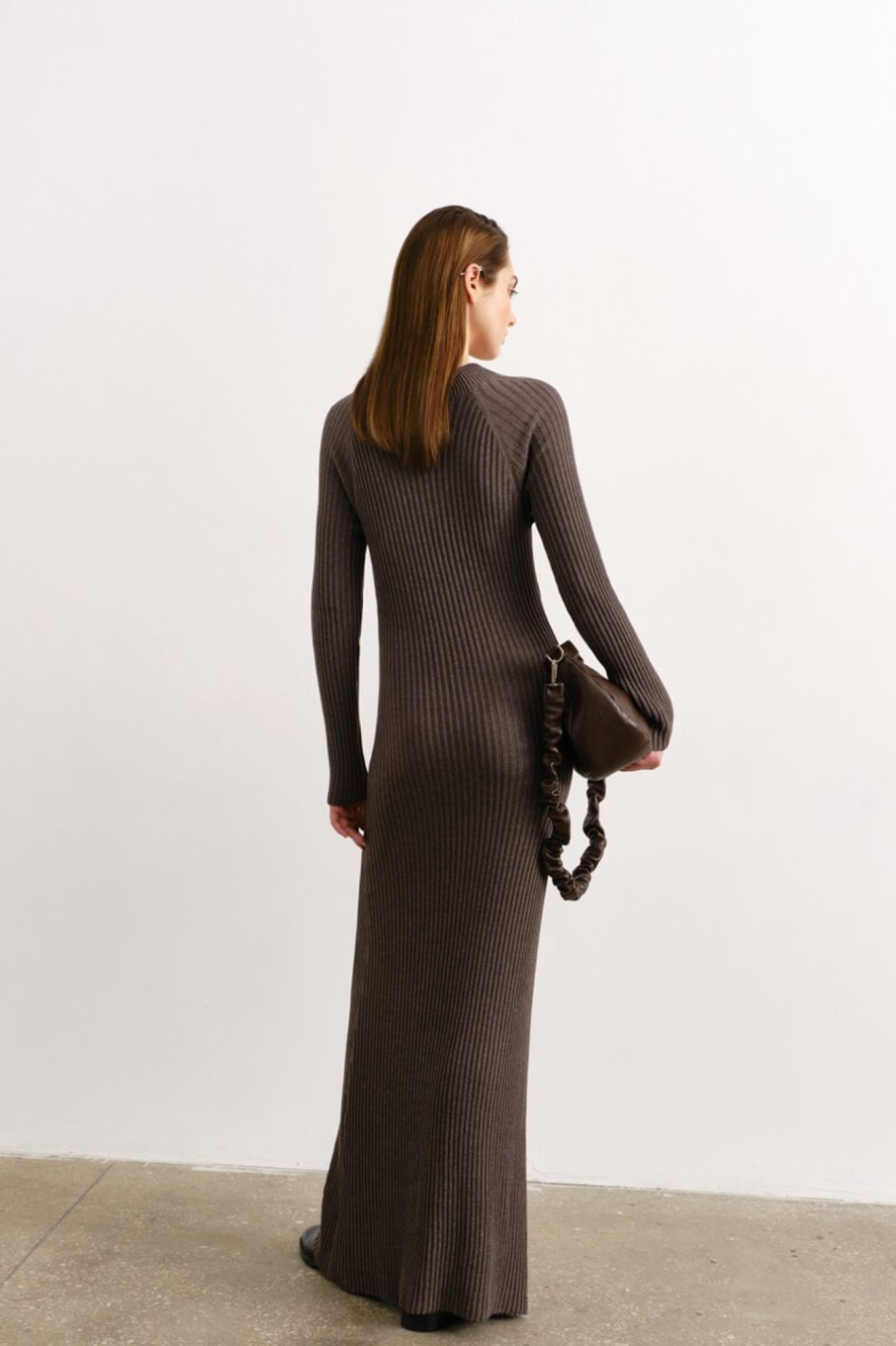 Women 25 UNION | Long Dress With Ribbed Cappuccino