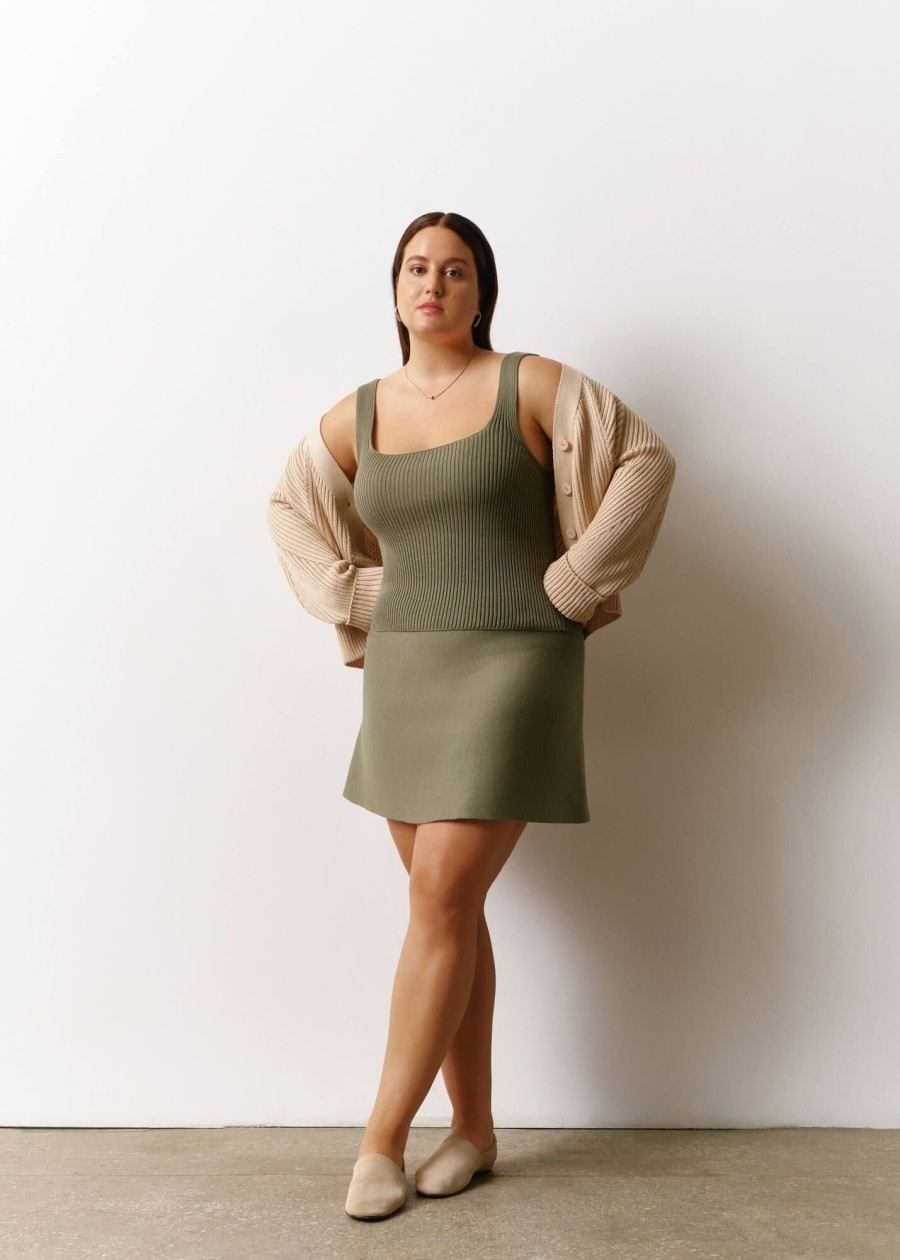 Women 25 UNION | Mini Skirt Made Of Dense Jersey Olive Size L-Xl