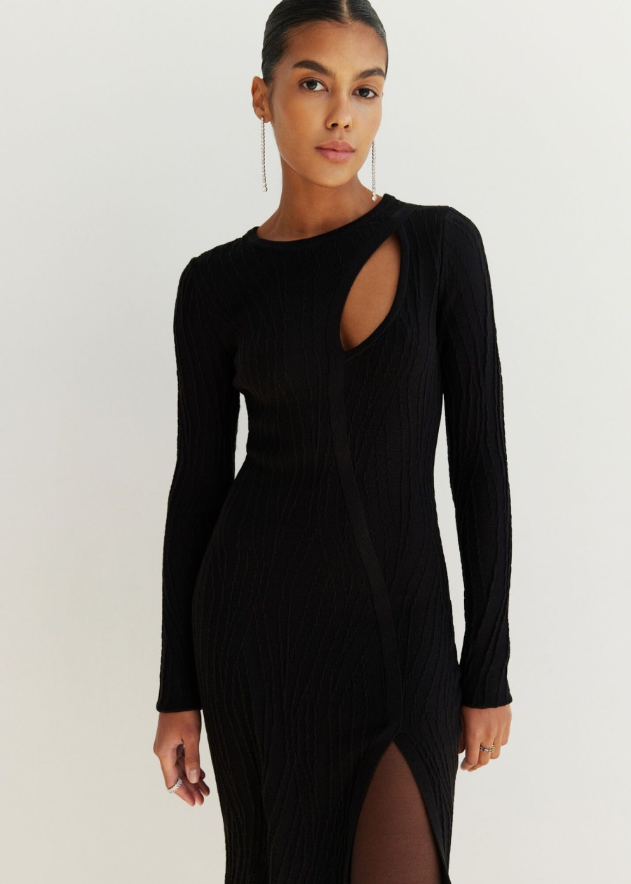 Women 25 UNION | Midi Dress With Curvy Cutouts Black