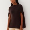 Women 25 UNION | Cape Made Of Knitted Textured Jersey Chacolate