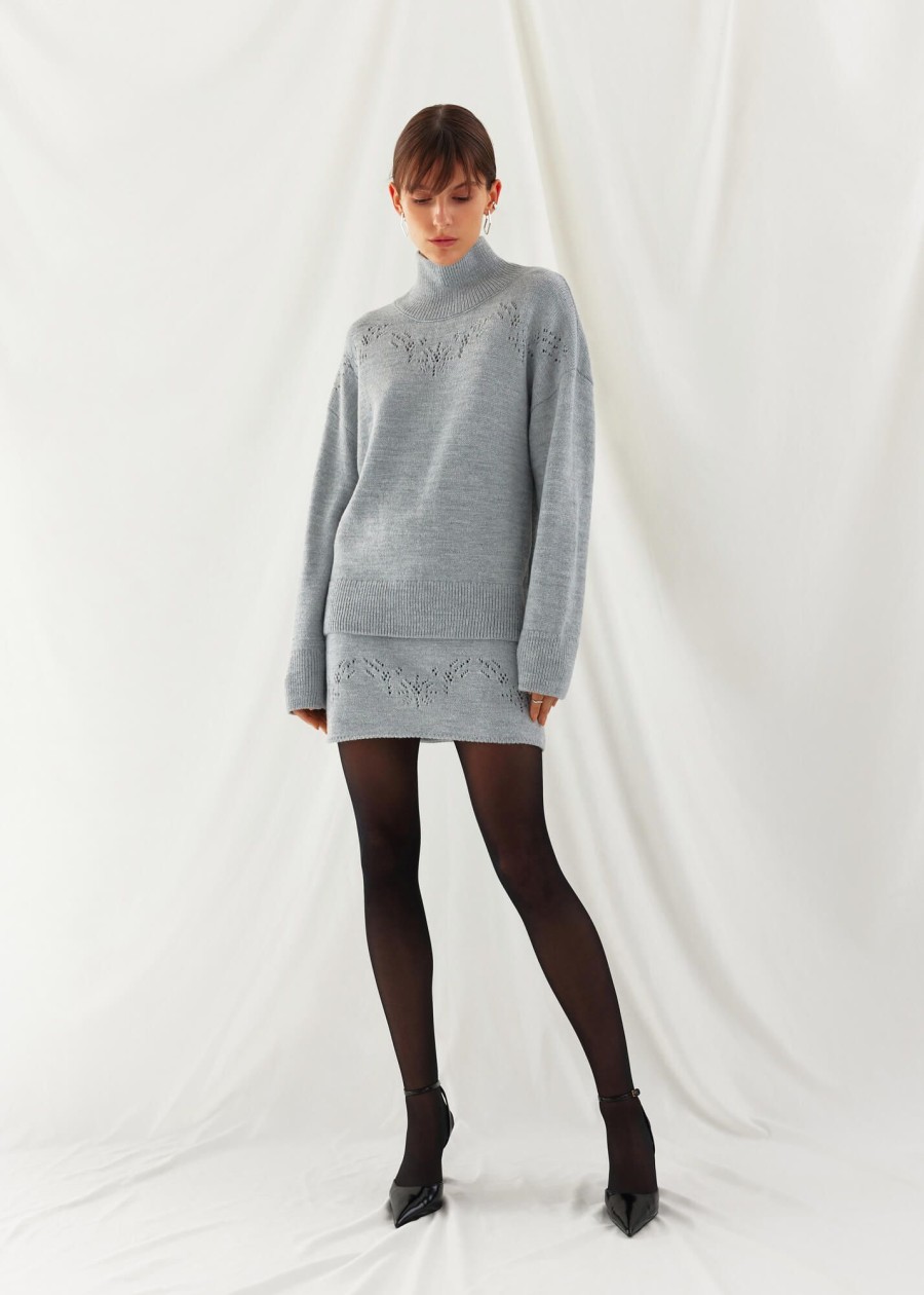 Women 25 UNION | Costume With Perforated Sweater And Skirt Mini Ottawa Gray