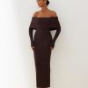 Women 25 UNION | Off-Shoulder Midi Dress Marite Chocolate