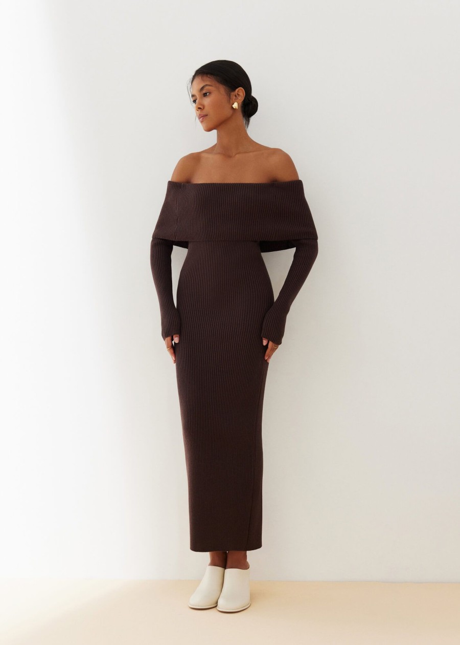 Women 25 UNION | Off-Shoulder Midi Dress Marite Chocolate