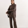 Women 25 UNION | Straight Cut Sweater Suit With Straight Trousers Made Of Thick Jersey Cappuccino