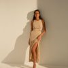 Women 25 UNION | Suit With A Top And A Pleated Skirt With A Slit Cream