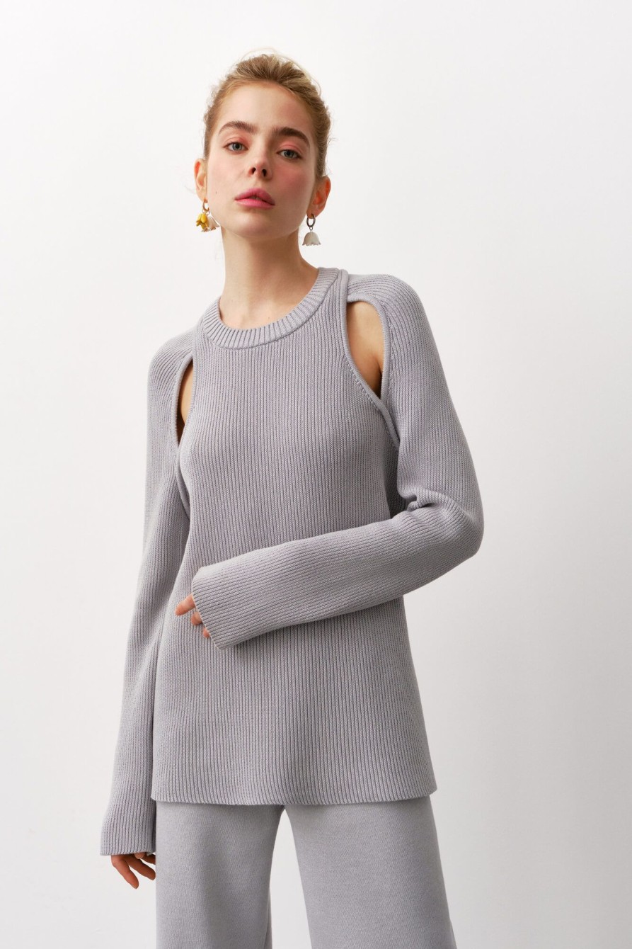 Women 25 UNION | Jumper With Slits On The Shoulders Fantasy Gray