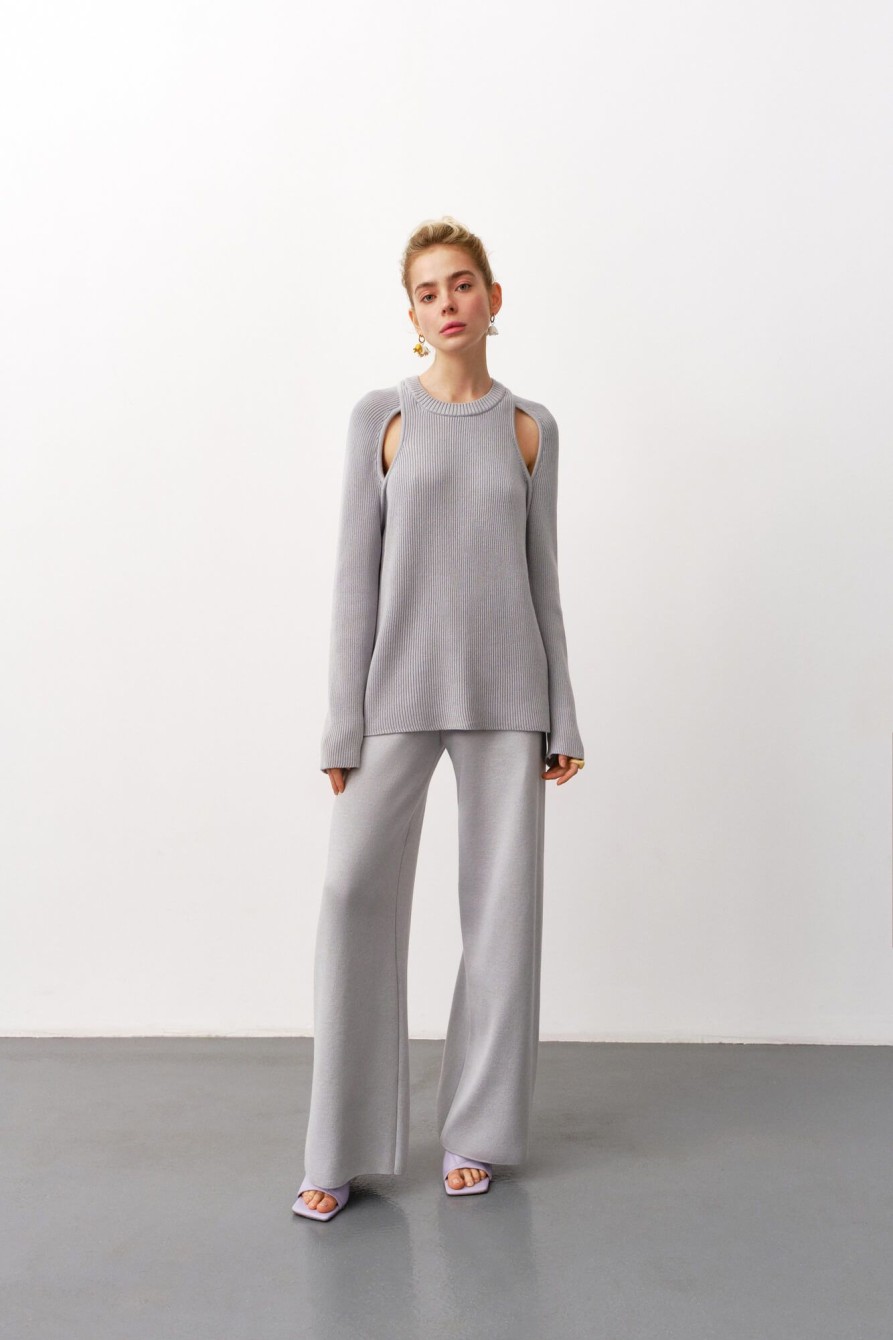 Women 25 UNION | Jumper With Slits On The Shoulders Fantasy Gray