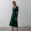 Women 25 UNION | Dress With A-Line Skirt Dark Green