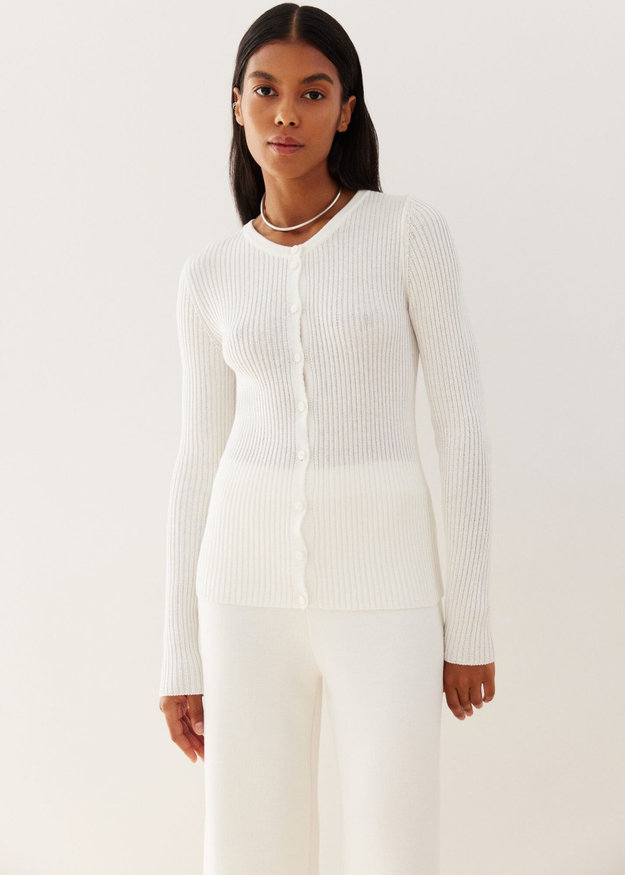 Women 25 UNION | Este Ribbed Button-Down Jumper Milk