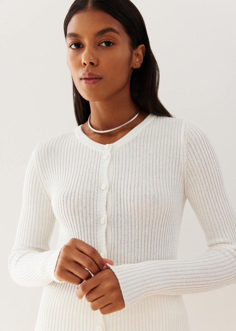 Women 25 UNION | Este Ribbed Button-Down Jumper Milk