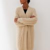 Women 25 UNION | Long Cardigan Made Of Fluffy Yarn With A Textured Pattern Ellin Cream