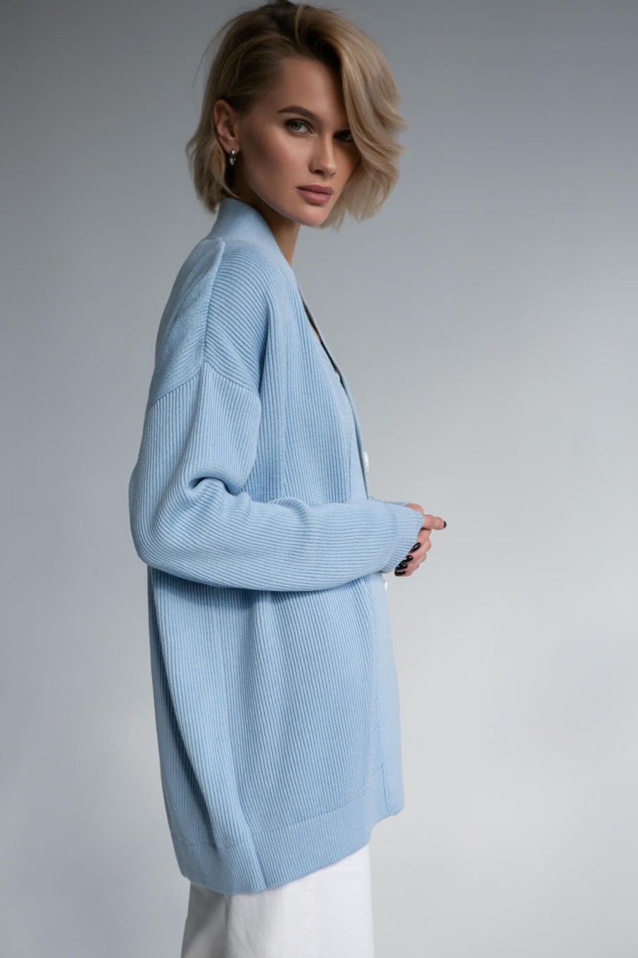 Women 25 UNION | Cardigan In Elastic Band Voluminous Sky Blue