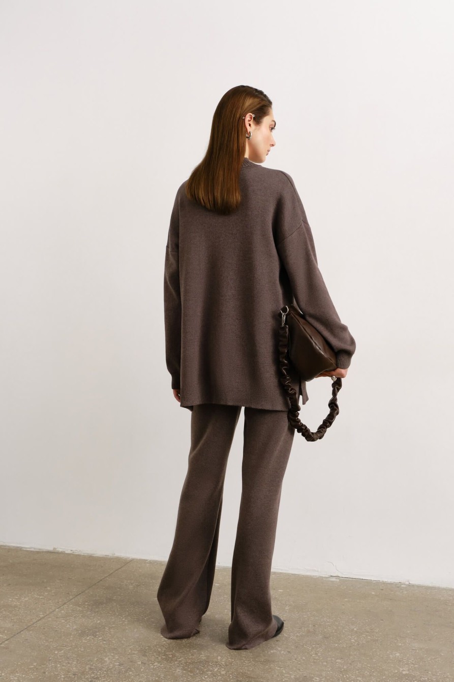 Women 25 UNION | Straight Trousers From Dense Jersey Cappuccino