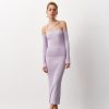 Women 25 UNION | Suit Top With Open Shoulders And Midi Skirt In Elastic Open-Tempo Lavender