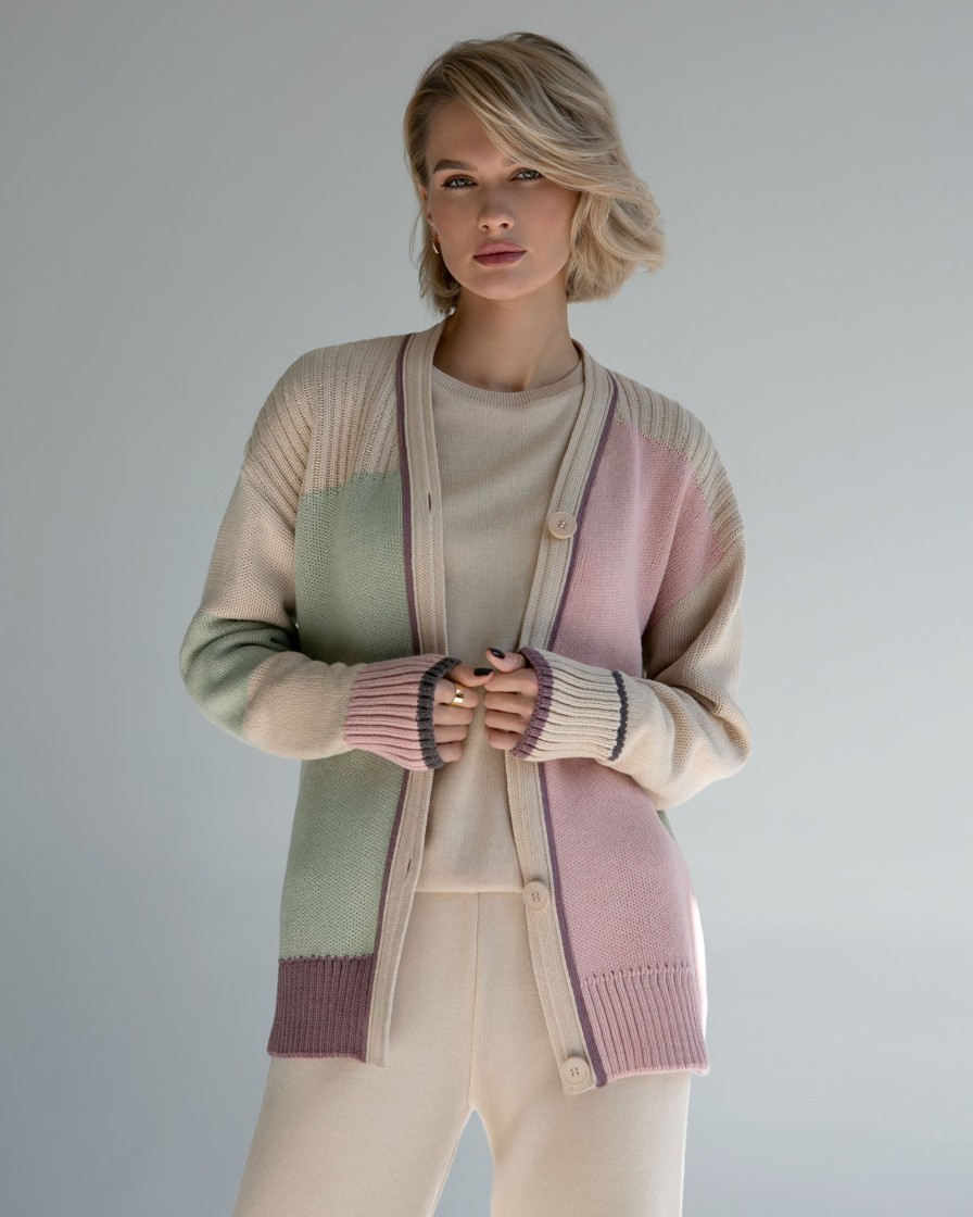 Women 25 UNION | Color-Block Cardigan Cream