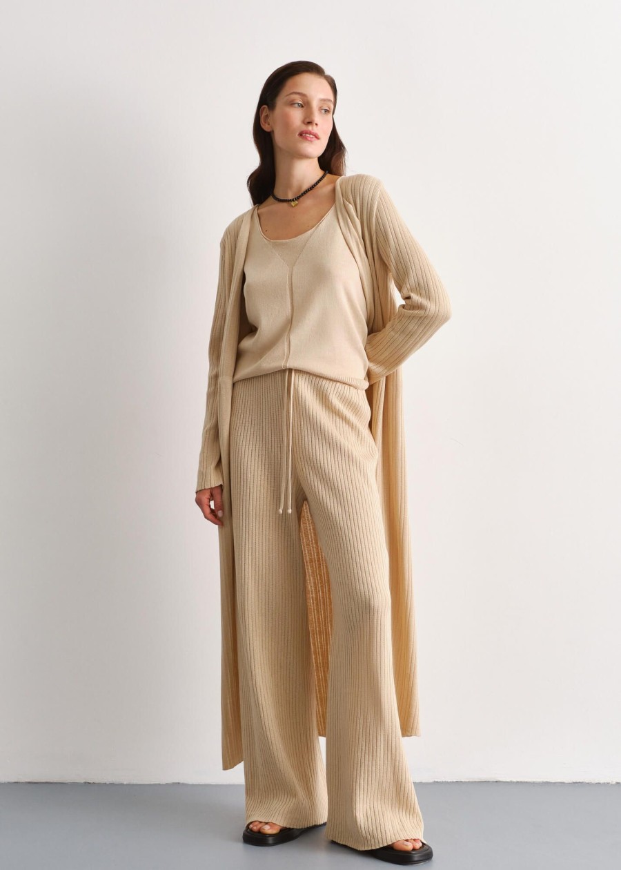 Women 25 UNION | Striped Suit Azalea With Cardigan, Trousers And Tank Top Cream