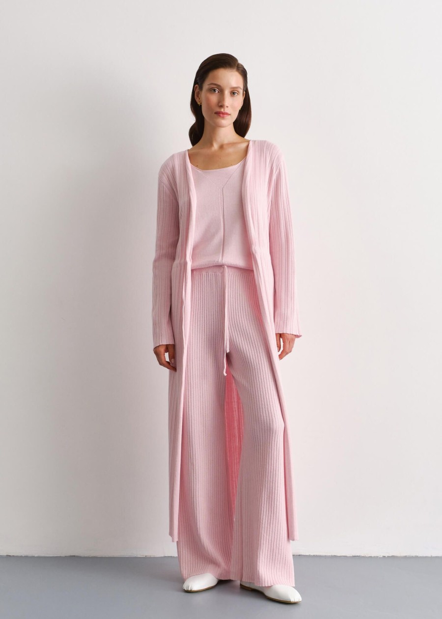 Women 25 UNION | Striped Suit Azalea With Cardigan, Trousers And Tank Top Pink