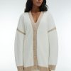 Women 25 UNION | Oversized Cardigan Made Of Fluffy Yarn With Knitted Inserts Hanni Milk + Cream