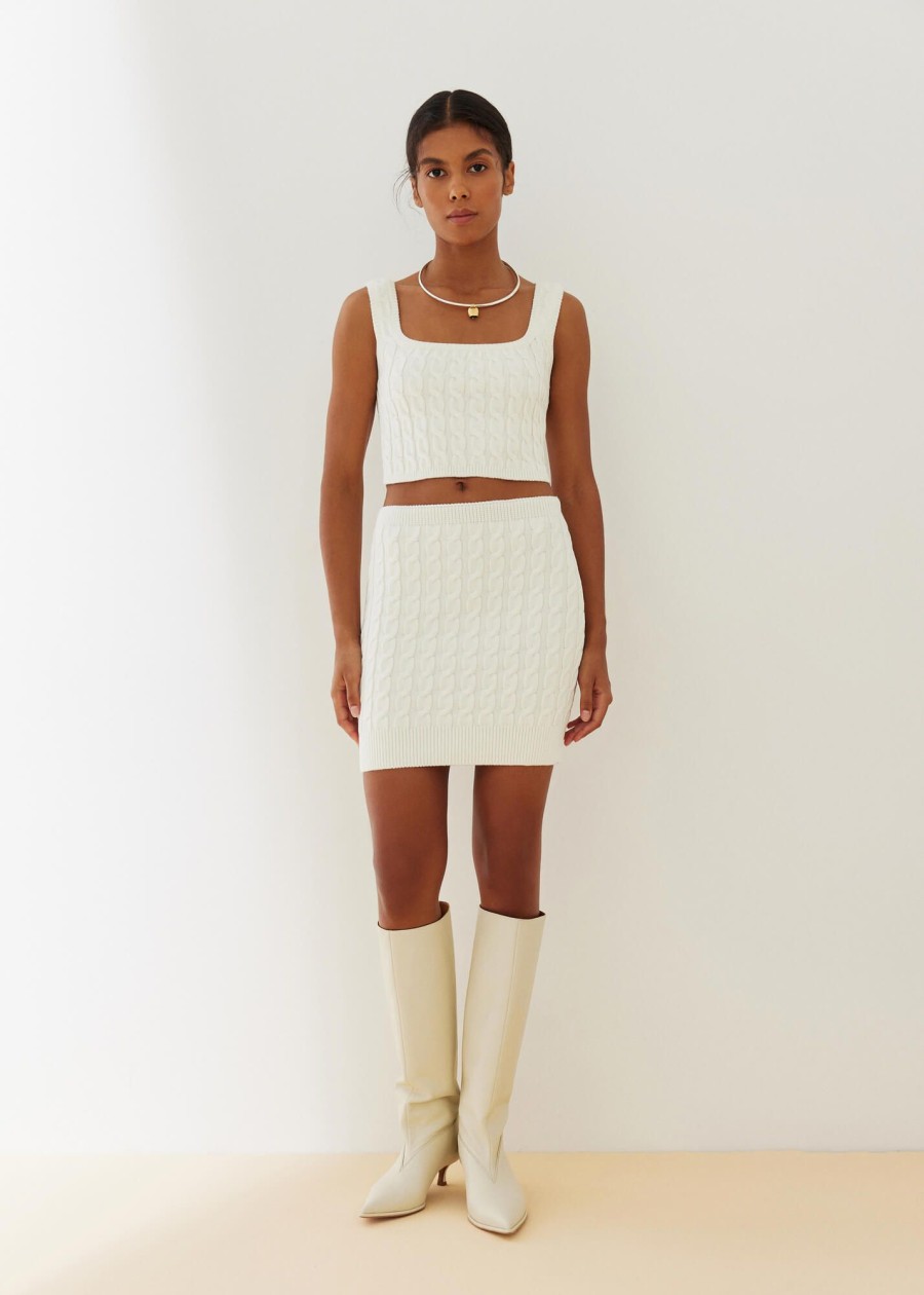 Women 25 UNION | Mini Skirt With Folen Braid Pattern Milk