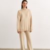 Women 25 UNION | Straight Cut Sweater Suit With Straight Trousers Made Of Thick Jersey Cream