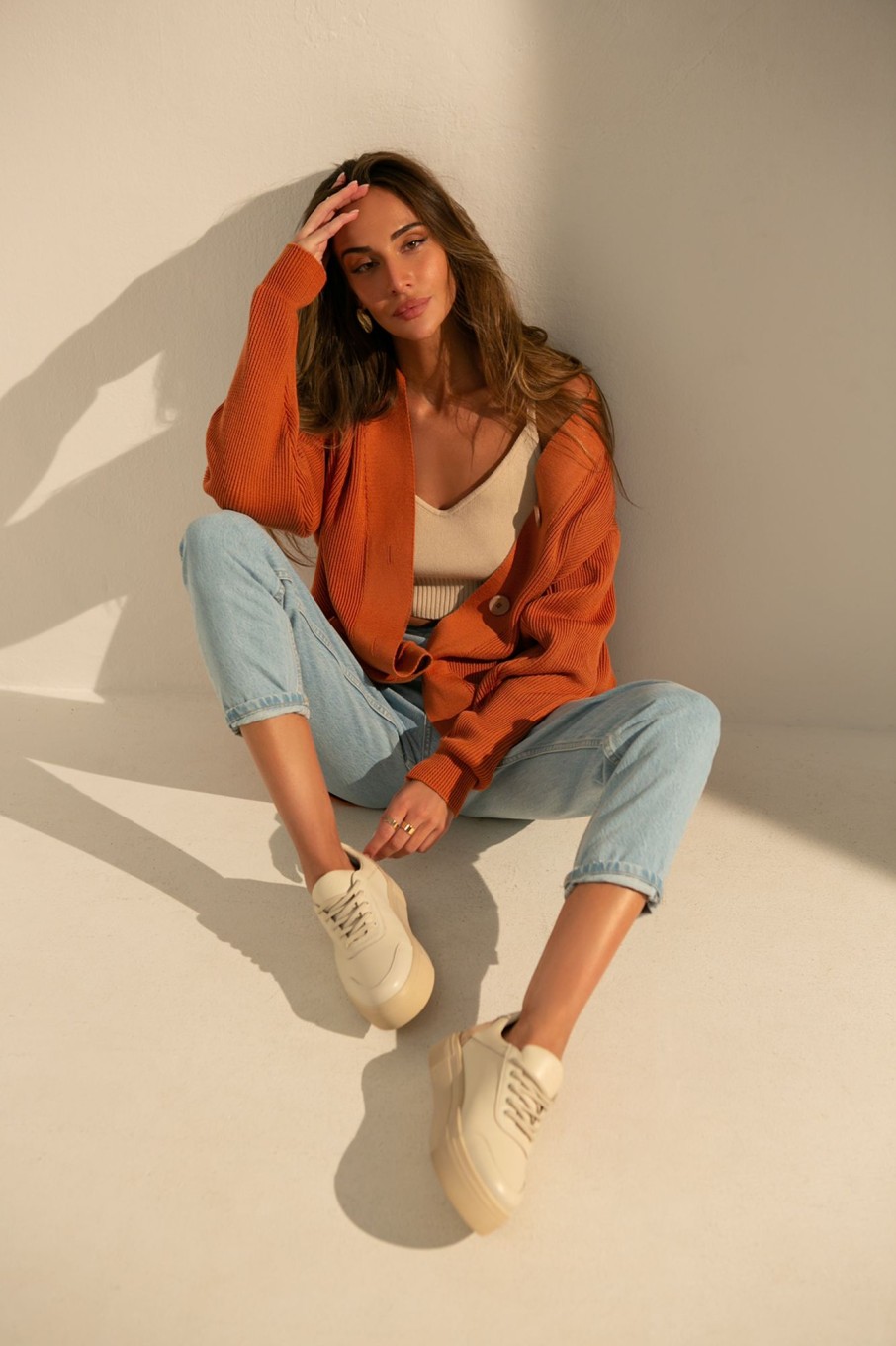 Women 25 UNION | Cardigan In Elastic Band Voluminous Terracotta