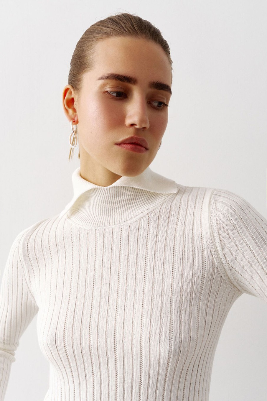 Women 25 UNION | Ribbed Golf With Accent Neckline Milk