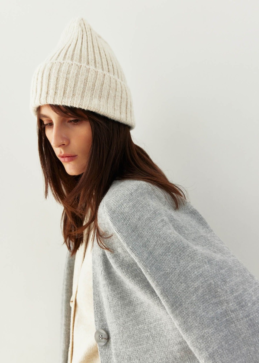 Women 25 UNION | Hat Made Of Soft Yarn With A Turn Up Kaya Light Beige