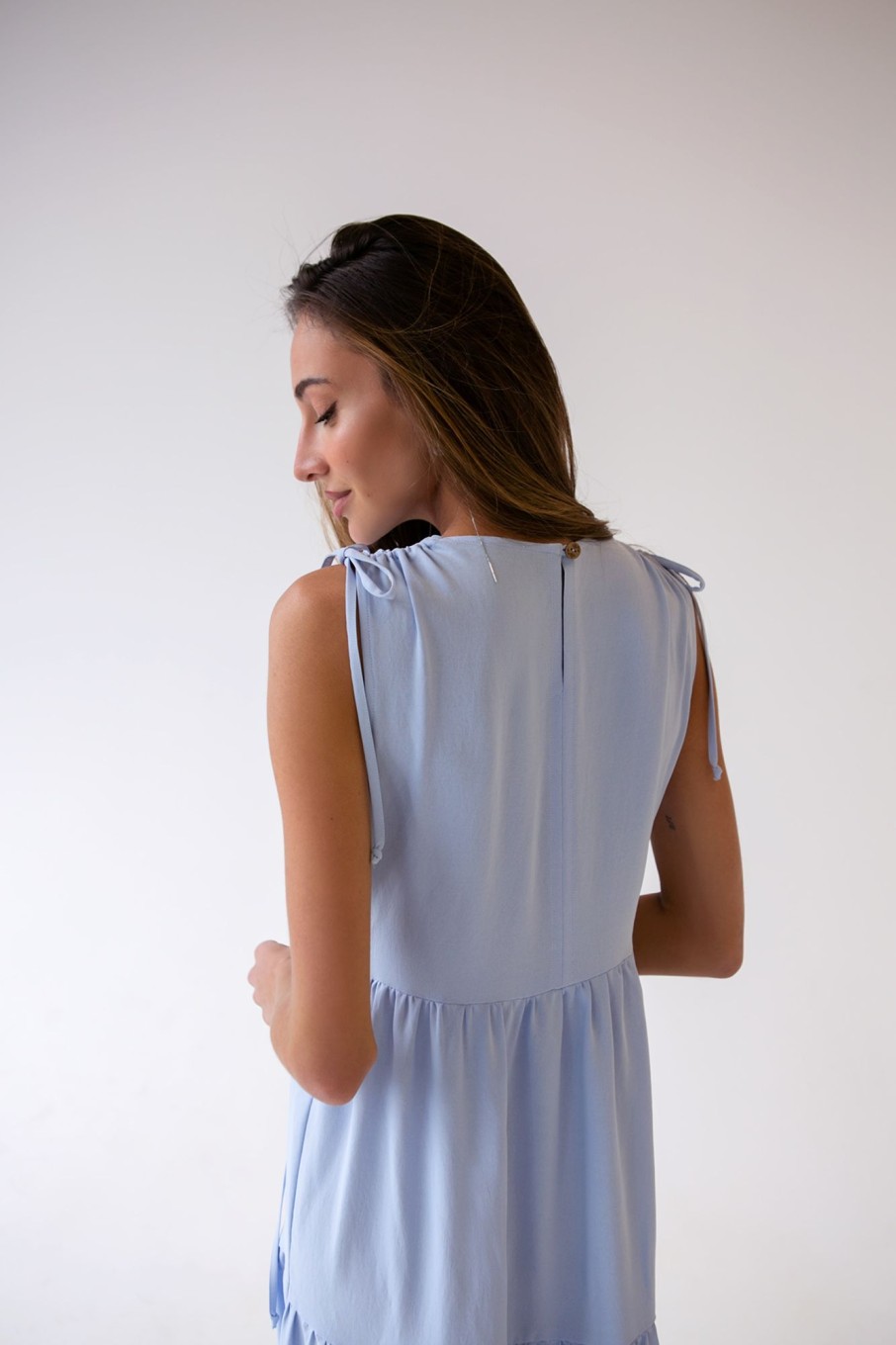 Women 25 UNION | Dress With Ruffles Light Blue