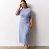 Women 25 UNION | Midi Dress With A Pleated Skirt Cornflower Blue Size L-Xl