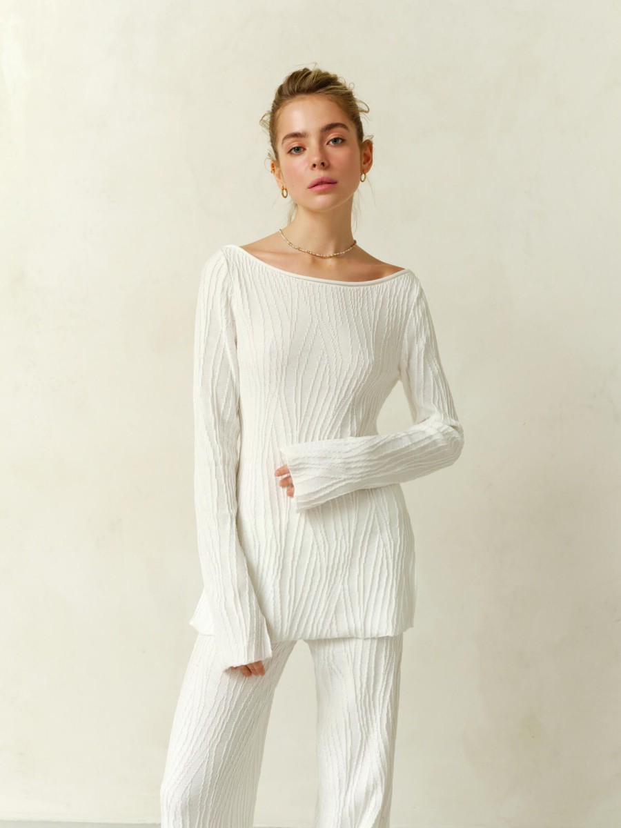 Women 25 UNION | Jumper With Textured Pattern Primavera Milk