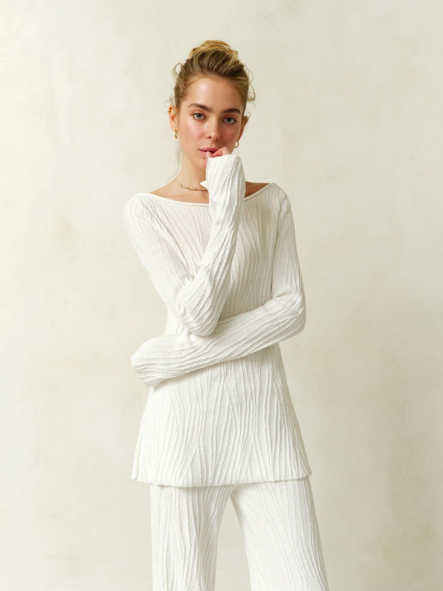 Women 25 UNION | Jumper With Textured Pattern Primavera Milk