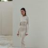 Women 25 UNION | Midi Silhouette Dress With Textured Knit Cream