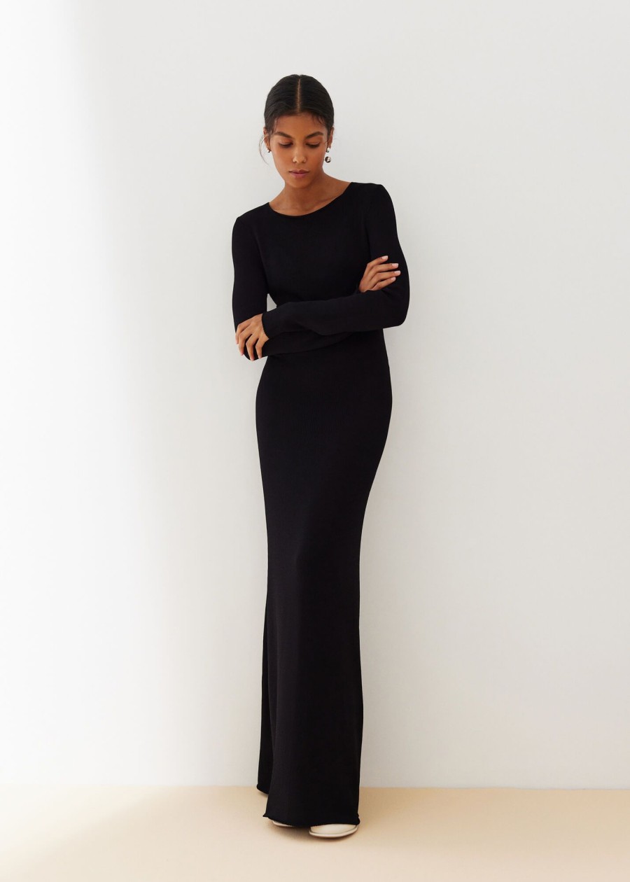 Women 25 UNION | Long Sleeve Dress Made Of Natural Viscose Aurora Black