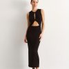 Women 25 UNION | Dress With A Twist On The Chest Sleeveless Black