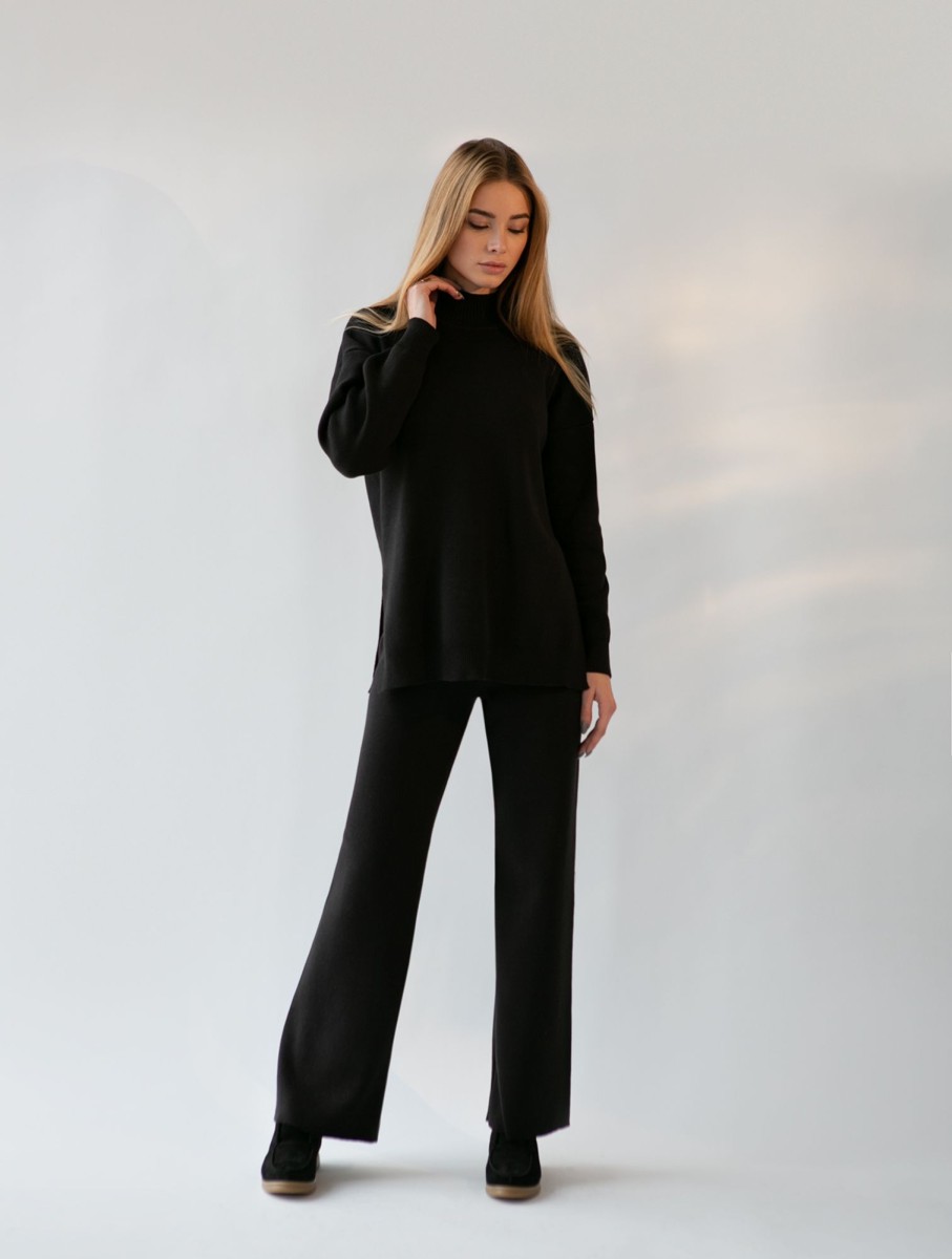 Women 25 UNION | Straight Trousers Made Of Thick Jersey Black