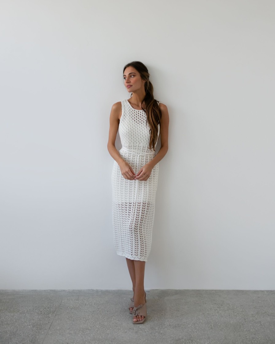 Women 25 UNION | Openwork Dress In Length Midi Milk