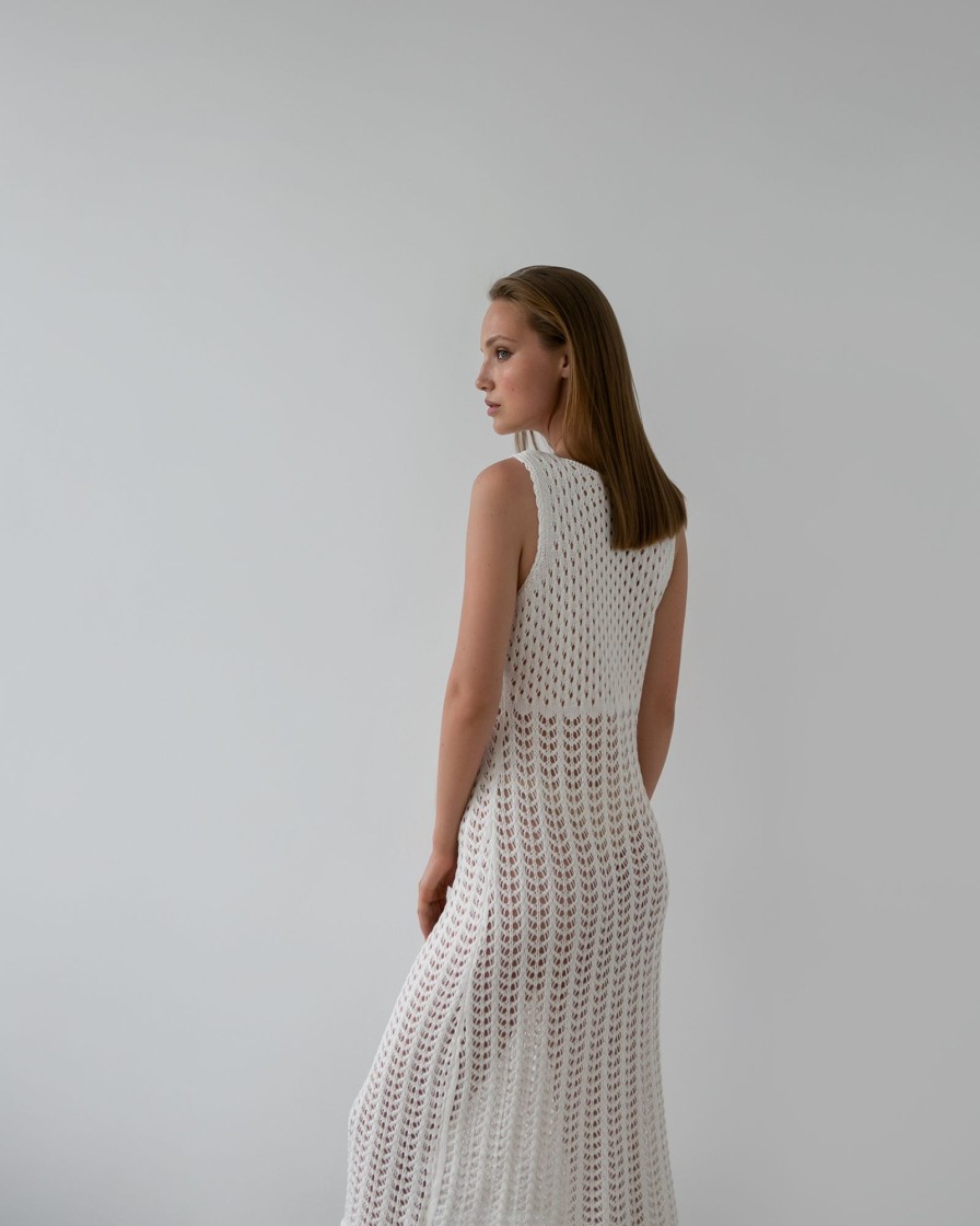 Women 25 UNION | Openwork Dress In Length Midi Milk