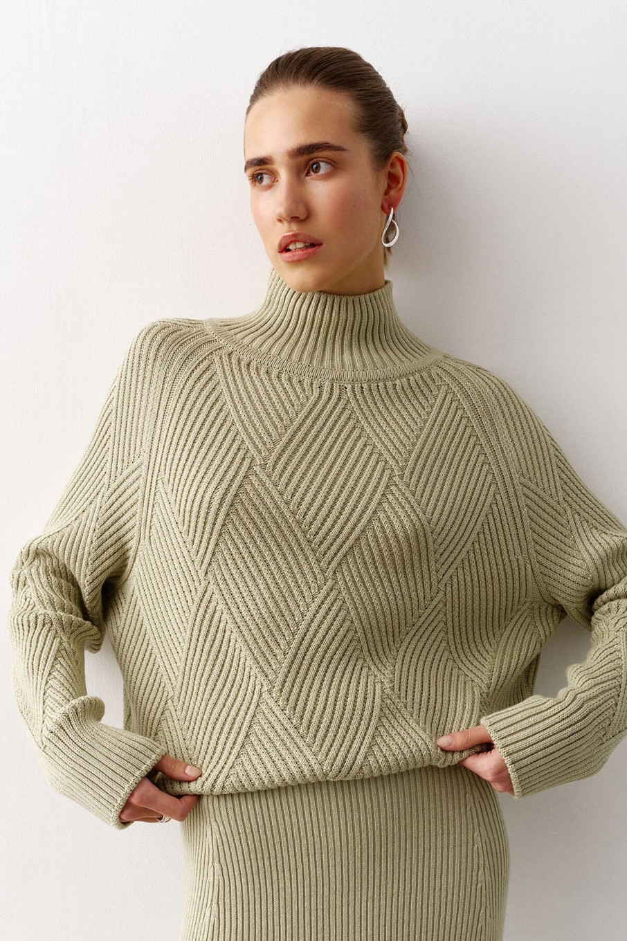 Women 25 UNION | Sweater With A Geometric Print Light Olive