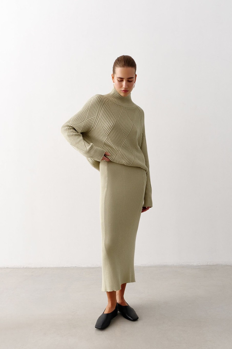 Women 25 UNION | Sweater With A Geometric Print Light Olive