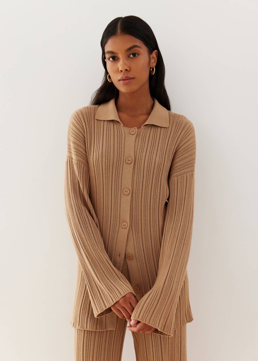 Women 25 UNION | Jumper With Collar With Buttons Adaline Caramel