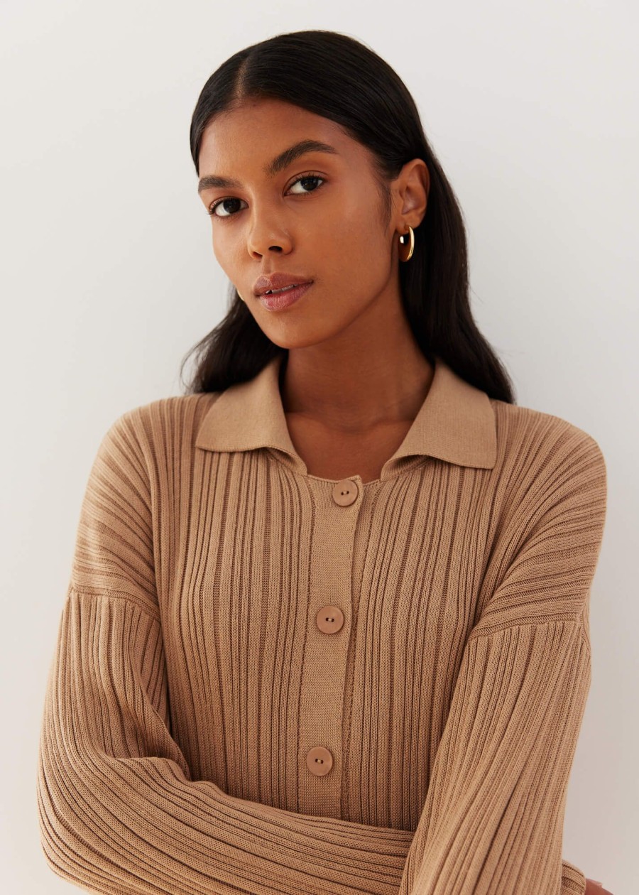 Women 25 UNION | Jumper With Collar With Buttons Adaline Caramel