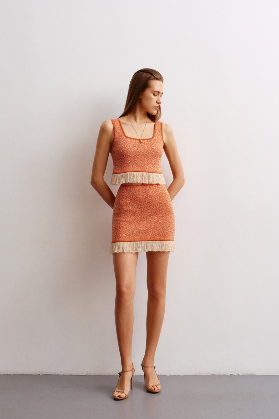 Women 25 UNION | Two-Piece Suit Ray Of Life With Top And Mini Skirt Terracotta + Cream