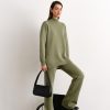 Women 25 UNION | Straight Trousers Made Of Thick Jersey Olive