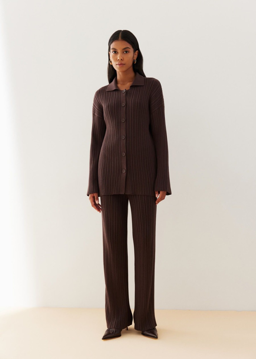 Women 25 UNION | Jumper With Collar With Buttons Adaline Chocolate