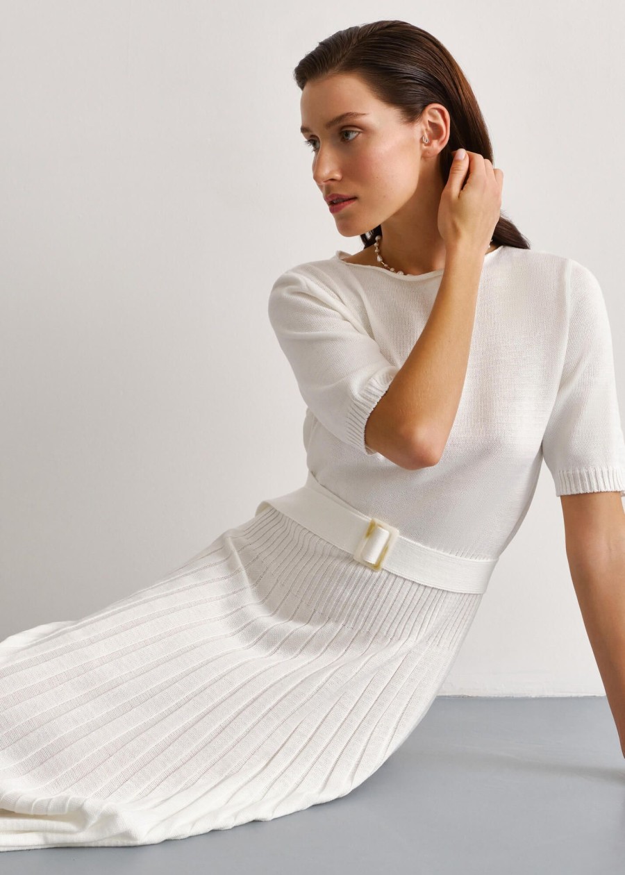 Women 25 UNION | Midi Dress With A Pleated Skirt Milk