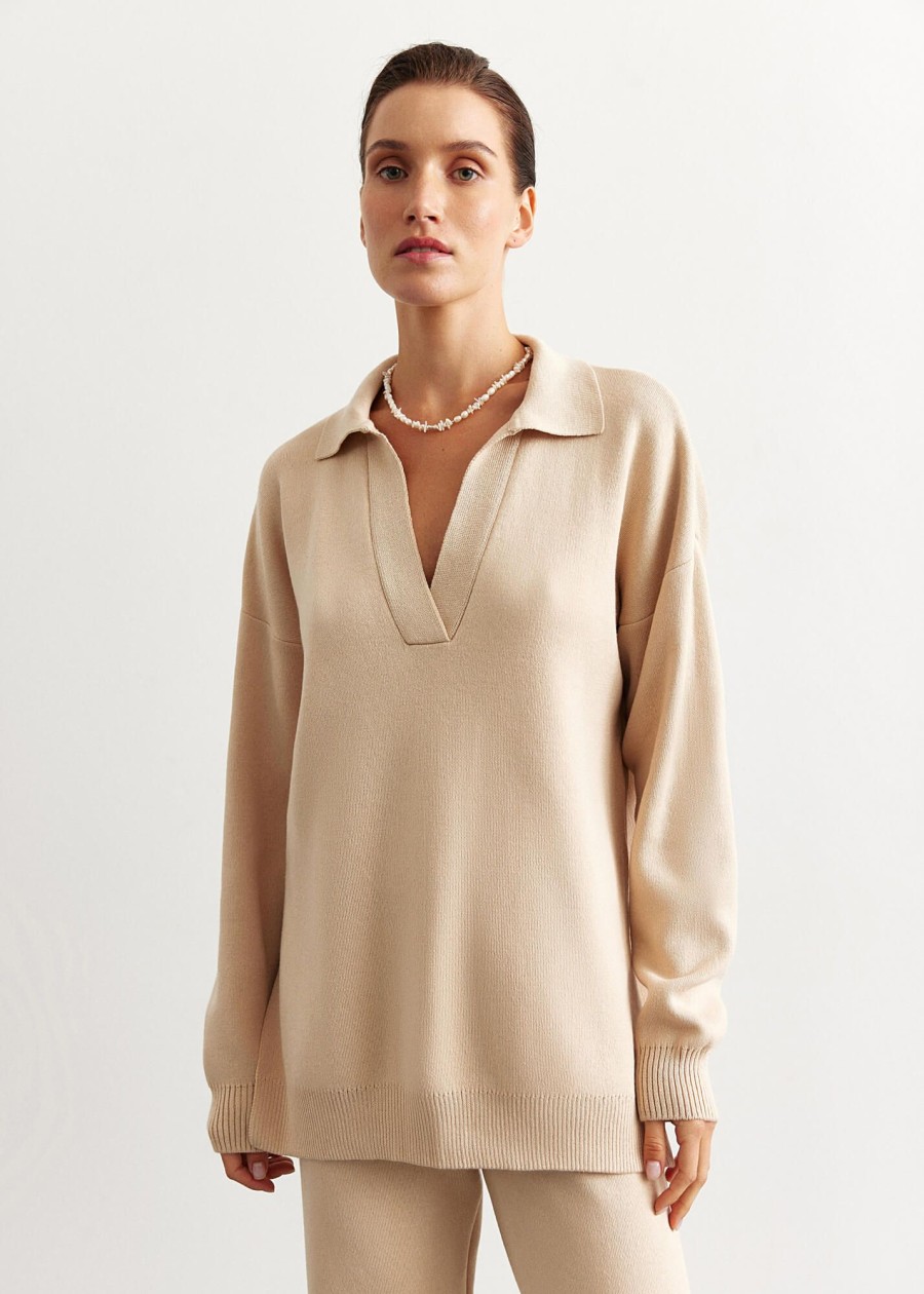 Women 25 UNION | Oversized Polo Jumper Cream